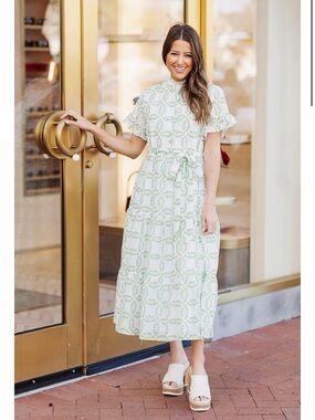 J. Marie Women's Green Printed Midi Dress